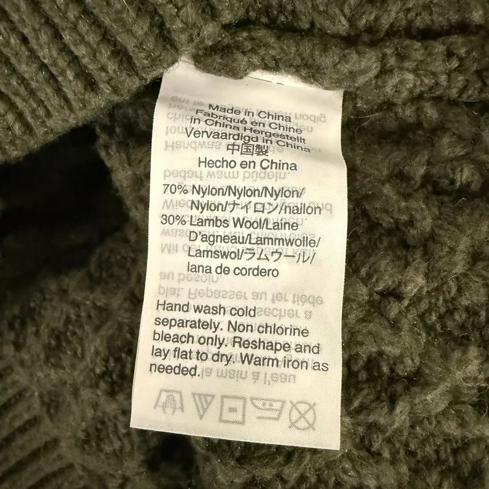 J Crew Popcorn Cable Knit Sweater Womens Medium Green Bobble Wool Blend K5311